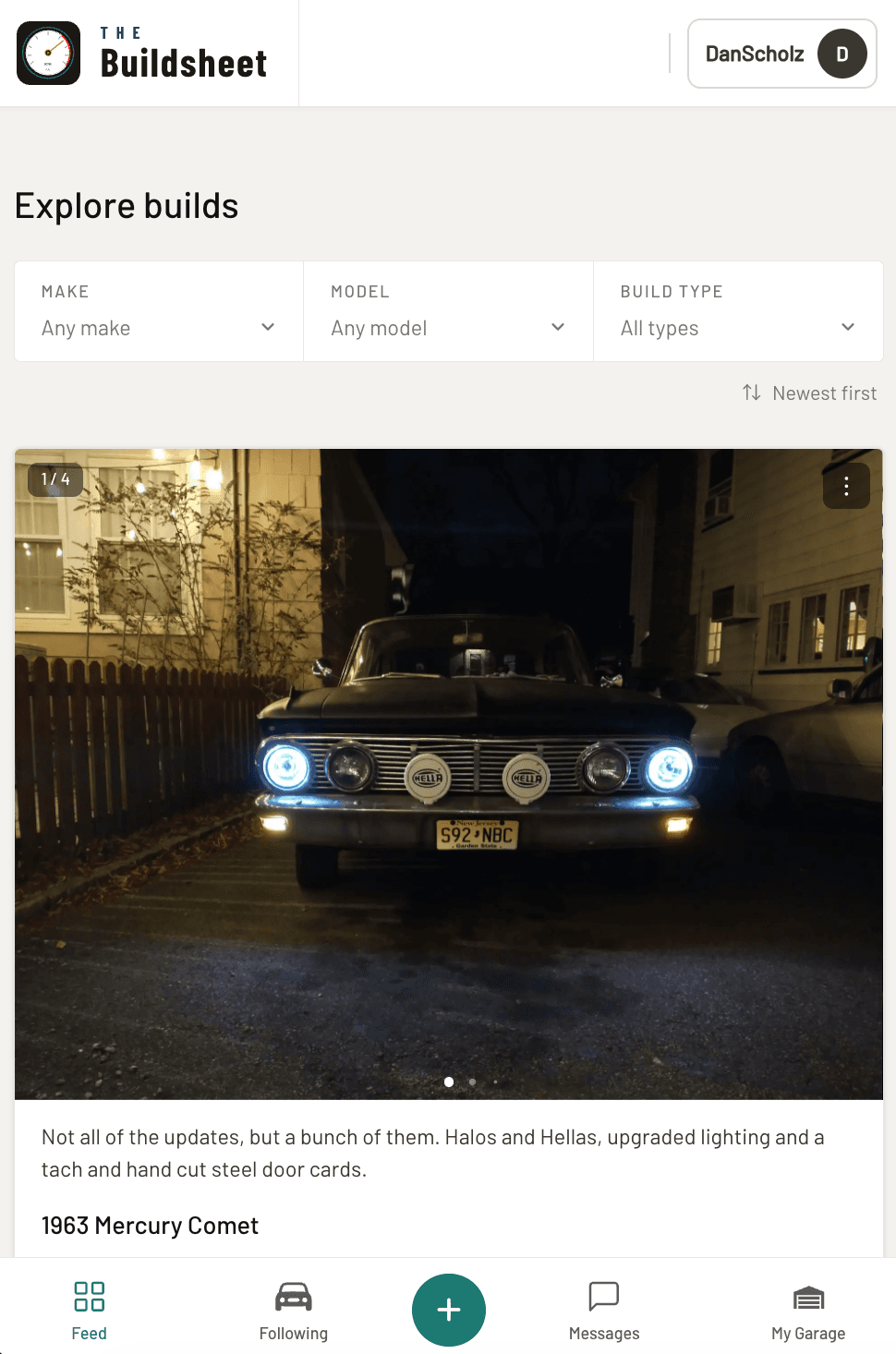 The Buildsheet — Explore builds feed on mobile
